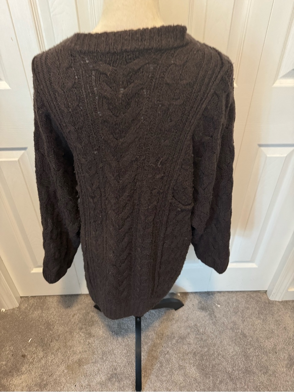Oversized Free People Cable-Knit Crew Sweater in Brown - Picture 10 of 16